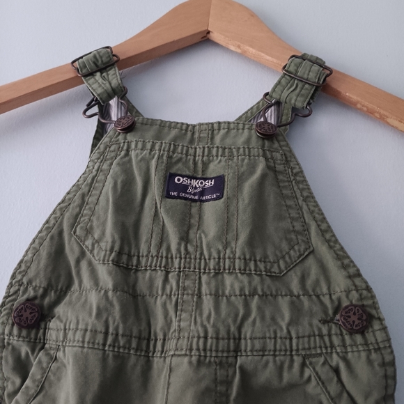 OshKosh B’gosh Classic Cotton Overalls Olive Green 9–12M Casual - Picture 3 of 7